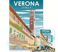 Puzzle da 1000 pezzi per adulti con poster di una strada di Verona, Italia, con pezzi a incastro, gioco di logica, divertimento assicurato, regalo di compleanno (38x26cm)