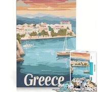 Puzzle da 1000 pezzi per adulti con poster di viaggio della Grecia, gioco pratico, attività divertenti da fare a casa, ideale come regalo per tutta la famiglia 38x52cm