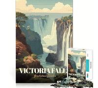 Puzzle da 1000 pezzi per adulti con poster di viaggio delle Cascate Vittoria Zimbabwe/Zambia gioco di logica a incastro perfetto divertente giocattolo gioco gratuito regalo di compleanno (38x52cm)