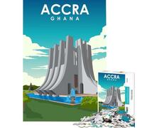 Puzzle da 1000 pezzi per adulti con poster di viaggio di Accra Ghana gioco impossibile per l'apprendimento sfida giocattolo divertente regalo per migliorare la memoria (dimensioni 38x52cm)