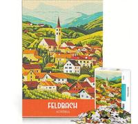 Puzzle da 1000 pezzi per adulti con poster di viaggio di Feldbach, Austria, giochi rilassanti, allena la mente e le mani, compleanno e Natale 50x75cm