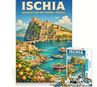 Puzzle da 1000 pezzi per adulti con poster di viaggio di Ischia, gioco impossibile, antistress, compleanno e Natale 38x26cm