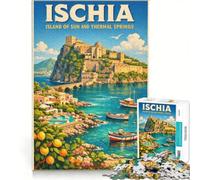 Puzzle da 1000 pezzi per adulti con poster di viaggio di Ischia, gioco interattivo, interazione genitore-figlio, ideale come regalo per tutta la famiglia 50x75cm