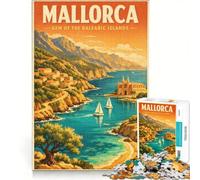 Puzzle da 1000 pezzi per adulti con poster di viaggio di Maiorca, gioco impossibile, interazione genitore-figlio, lista dei desideri con Babbo Natale 50x75cm