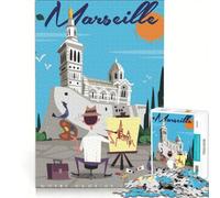 Puzzle da 1000 pezzi per adulti con poster di viaggio di Marsiglia e Notre-Dame de la Garde giochi educativi migliora la memoria compleanno e Natale 50x75cm