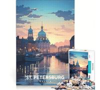 Puzzle da 1000 pezzi per adulti con poster di viaggio di San Pietroburgo, giocattolo fai-da-te, interazione genitore-figlio, rafforza l'amore tra le coppie 38x52cm