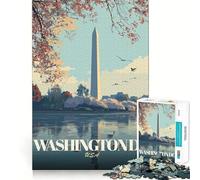 Puzzle da 1000 pezzi per adulti con poster di viaggio di Washington DC, taglio preciso, gioco divertente che stimola la mente, svago e attività per compleanno (38x52cm)