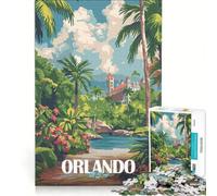 Puzzle da 1000 pezzi per adulti con poster vintage di Orlando gioco pratico migliora la memoria compleanni e altre occasioni 38x52cm
