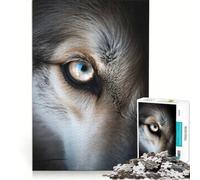 Puzzle da 1000 pezzi per adulti con primo piano di un lupo e occhio gioco educativo impegnativo da completare ideale per compleanni e Natale 50x75cm
