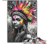 Puzzle da 1000 pezzi per adulti con principessa indiana e graffiti,realizzato in legno,un regalo perfetto per il divertimento in famiglia,50X75cm,per decorazioni per la casa,allenamento del cervello