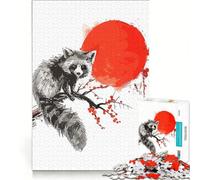Puzzle da 1000 pezzi per adulti con procione arte giapponese gioco impossibile analisi e logica per rafforzare l'amore tra le coppie 38x52cm