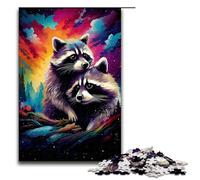 Puzzle da 1000 pezzi per adulti con procioni nel cratere circondato da schizzi attività per famiglie gioco per famiglie antistress sfida difficile puzzle 75x50 cm