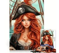 Puzzle da 1000 pezzi per adulti con protagonista una capitana pirata dai capelli rossi ideale per allenare la memoria per un'attività rilassante e rilassante con taglio perfetto perfetto
