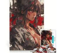 Puzzle da 1000 pezzi per adulti con protagonista una donna samurai guerriera in stile anime, gioco educativo, corsa di velocità manuale, ideale come regalo per tutta la famiglia 50x75cm