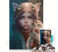 Puzzle da 1000 pezzi per adulti con protagonista una ragazza avventurosa e un gufo, gioco pratico, migliora la memoria, ideale come regalo per tutta la famiglia 50x75cm