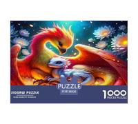 Puzzle da 1000 pezzi per adulti con pterosauro: fenice e drago in una scena infuocata per tutta la famiglia, donne, regali per uomini, 38x26 cm/1000 pezzi