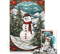 Puzzle da 1000 pezzi per adulti con pupazzo di neve e vetrata artistica gioco interattivo decorazione da parete adatto anche per la scrivania 50x75cm