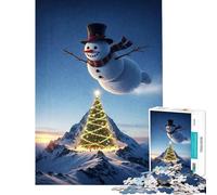 Puzzle da 1000 pezzi per adulti con pupazzo di neve volante albero di Natale e montagna Gioco pratico per adulti sfida impegnativa per compleanno e Natale (dimensioni 38x26cm)
