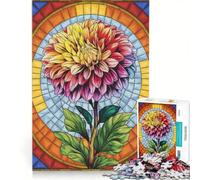 Puzzle da 1000 pezzi per adulti con radiosa dalia in stile vetrata gioco per famiglie rilassante e stimolante per la mente collezione d'artista belle arti 50x75cm