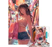 Puzzle da 1000 pezzi per adulti con ragazza anime che fa shopping Gioco divertente e coinvolgente per coltivare la pazienza Ottimo regalo e decorazione per la casa (dimensioni 38x26cm)