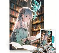 Puzzle da 1000 pezzi per adulti con ragazza anime che legge in biblioteca, gioco educativo, gara di velocità manuale, ideale come regalo per tutta la famiglia 38x52cm