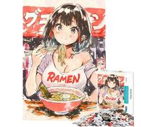 Puzzle da 1000 pezzi per adulti con ragazza anime che mangia ramen puzzle Sumi-e per adulti giochi rilassanti un'opera d'arte difficile e stimolante (dimensioni 38x26cm)