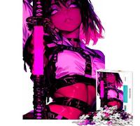 Puzzle da 1000 pezzi per adulti con ragazza anime con katana rosa gioco educativo per tutta la famiglia ideale come regalo di compleanno (dimensioni 38x52cm)