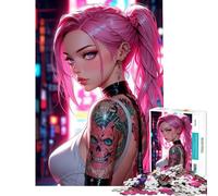 Puzzle da 1000 pezzi per adulti con ragazza anime dai capelli rosa in posa Aiuta a stimolare la mente è un gioco pratico per la decorazione della casa adatto a partire dai 14 anni (50x75cm)