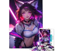 Puzzle da 1000 pezzi per adulti con ragazza anime dalle orecchie da volpe gioco difficile e stimolante migliora la memoria giocattolo antistress per ragazzi dai 14 anni in su (38x26cm)