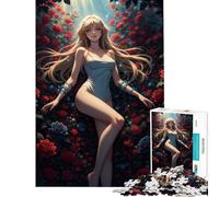 Puzzle da 1000 pezzi per adulti con ragazza anime in un roseto divertente attività da fare a casa gioco rompicapo di velocità manuale adatto a persone dai 14 anni in su (38x26cm)