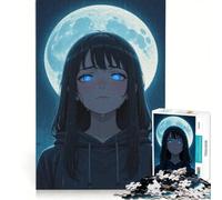 Puzzle da 1000 pezzi per adulti con ragazza anime sotto la pioggia e la luna, gioco educativo, gara di velocità manuale, ideale come regalo per tutta la famiglia 50x75cm