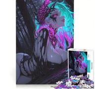 Puzzle da 1000 pezzi per adulti con ragazza demone al neon nella foresta oscura gioco educativo difficile e stimolante ideale come regalo 50x75cm