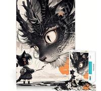 Puzzle da 1000 pezzi per adulti con ragazza gatto e gatto gigante,decorazione di precisione,gioco per l'esercizio mentale,divertimento casual,regalo di Natale (38x26cm)