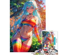 Puzzle da 1000 pezzi per adulti con ragazza sexy in bikini arcobaleno Aiuta ad allenare la mente è un'attività rilassante per tutta la famiglia adatta a partire dai 14 anni (50x75cm)