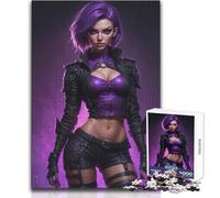Puzzle da 1000 pezzi per adulti con ragazza sexy viola e ribelle, gioca e impara in modo intelligente, sentito per festeggiare, dimensioni 50x75cm