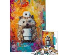 Puzzle da 1000 pezzi per adulti con riccio e carta igienica giochi educativi giocattoli regali per il Secret Santa attività per la famiglia (dimensioni 38x26cm)