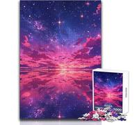 Puzzle da 1000 pezzi per adulti con riflessi rosa e cielo stellato, accogliente e rilassante, divertimento per il tempo libero, vestibilità perfetta, alta precisione, dimensioni giocattolo 50x75cm