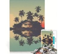 Puzzle da 1000 pezzi per adulti con riflessi tropicali antistress sfida impegnativa ideale come regalo per tutta la famiglia 38x52cm