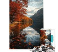 Puzzle da 1000 pezzi per adulti con riflesso autunnale sul lago gioco di puzzle da parete un'opera d'arte ideale come regalo per tutta la famiglia (dimensioni 50x75cm)