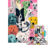 Puzzle da 1000 pezzi per adulti con ritratti di cani colorati giochi rilassanti ed educativi sfida regalo di Babbo Natale segreto analisi e logica (dimensioni 50x75cm)