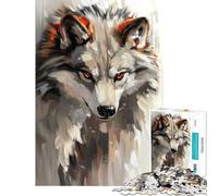 Puzzle da 1000 pezzi per adulti con ritratto astratto di lupo gioco rilassante per adulti sfida impegnativa regalo antistress (dimensioni 38x52cm)