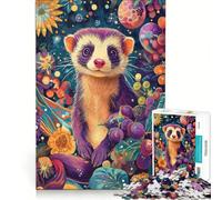 Puzzle da 1000 pezzi per adulti con ritratto botanico di un furetto dai colori vivaci gioco educativo corsa a tempo ideale come regalo per tutta la famiglia 38x52cm