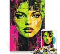 Puzzle da 1000 pezzi per adulti con ritratto colorato di donna, giocattolo fai-da-te, ideale per passare il tempo durante le vacanze, compleanni e altre occasioni 38x26cm