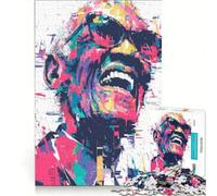 Puzzle da 1000 pezzi per adulti con ritratto colorato di Ray Charles gioco rilassante taglio di precisione ideale per decorare la scrivania 38x52cm