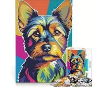 Puzzle da 1000 pezzi per adulti con ritratto colorato di Yorkshire Terrier in stile pop art, gioco educativo, difficile e stimolante, gioco unico e avvincente 50x75cm
