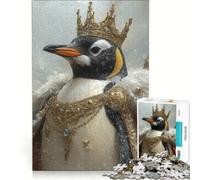 Puzzle da 1000 pezzi per adulti con ritratto del pinguino reale un gioco rilassante divertente e spiritoso ideale come regalo 38x26cm