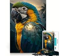 Puzzle da 1000 pezzi per adulti con ritratto di ara blu e oro,bordi netti,decorazione,gioco per allenare la mente,divertimento rilassante,decorazione artistica natalizia 38x52cm