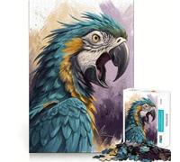 Puzzle da 1000 pezzi per adulti con ritratto di ara blu e oro,incastro preciso,gioco stimolante per la mente, momenti di relax e divertimento per il compleanno 38x52cm