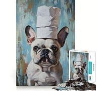 Puzzle da 1000 pezzi per adulti con ritratto di bulldog chef Decorazione elegante e funzionale,gioco per esercitare la mente,ideale per momenti di relax e divertimento in occasione del compleanno