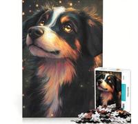 Puzzle da 1000 pezzi per adulti con ritratto di cane e riflessi dorati, gioco pratico, migliora la memoria, compleanno e Natale 50x75cm